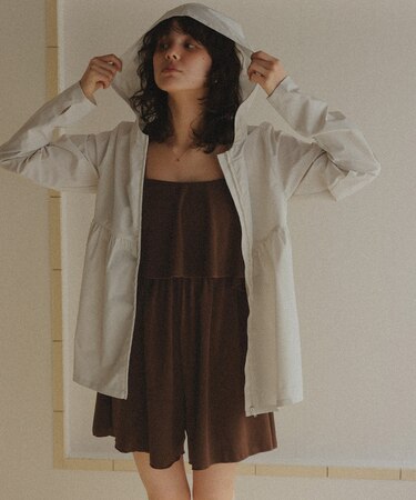 ヘムラインギャザーデザインパーカー/ラッシュガード