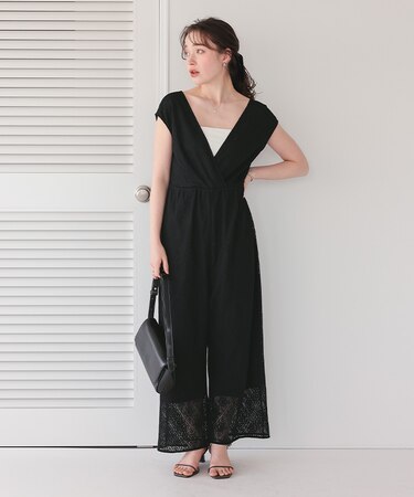 カシュクールレースオールインワン