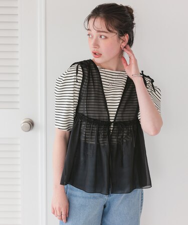 ギャザーリボンベスト