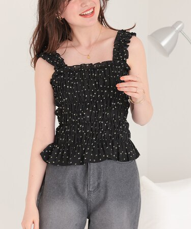 シャーリングギャザートップス