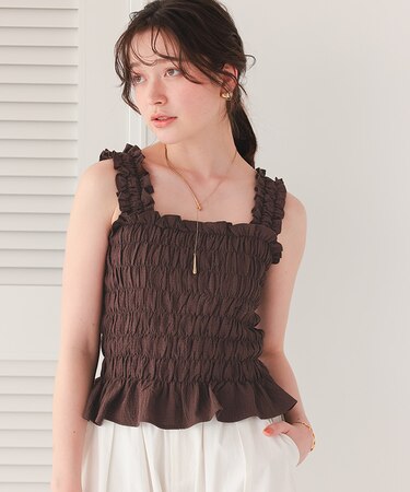 シャーリングギャザートップス