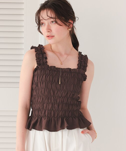 シャーリングギャザートップス