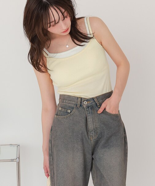 カップ付きレイヤード風キャミソール