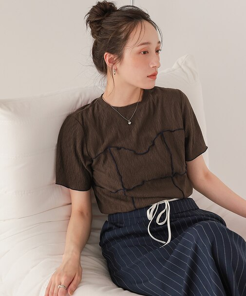 プリーツ配色ビスチェ風プルオーバー