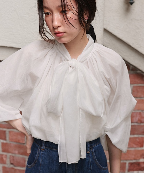 STYLE DELI☆ 【SD OFFICE】エアリーボウタイブラウス STYLE DELI】【SD OFFICE】エアリーボウタイブラウス／Made in
