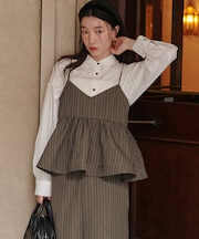 Vネックペプラムキャミソールトップス