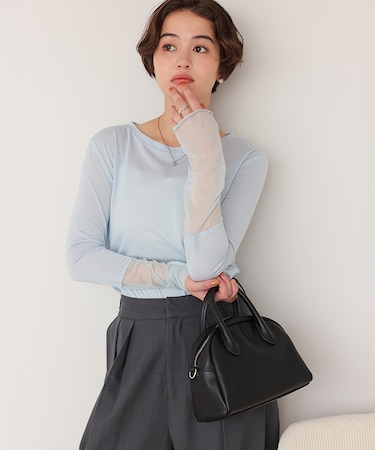 袖切替ロングスリーブシアートップス