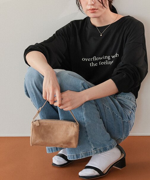 文字プリントシアーロングTシャツ