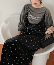 文字プリントシアーロングTシャツ