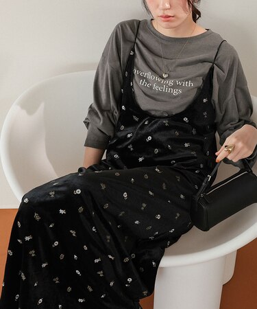 文字プリントシアーロングTシャツ