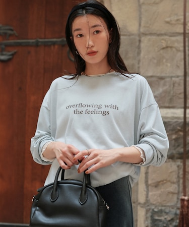 文字プリントシアーロングTシャツ