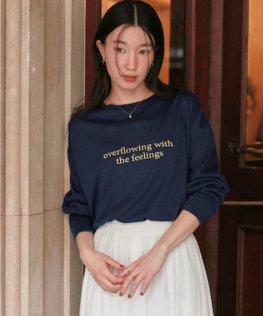 文字プリントシアーロングTシャツ