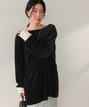 シアーベロアオーバーサイズロングTシャツ
