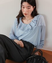 ラッフルフリルシアーブラウス