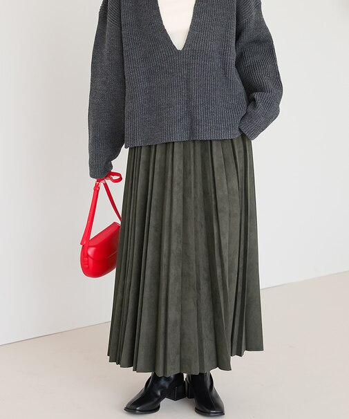 フェイクスウェードランダムプリーツスカート