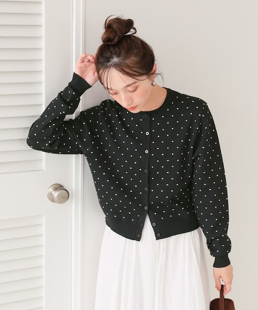 ドットジャガードニットカーディガン