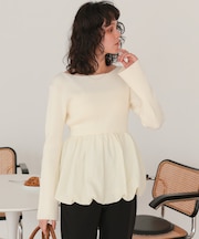 ヘムバルーンドッキングボートネックリブニット