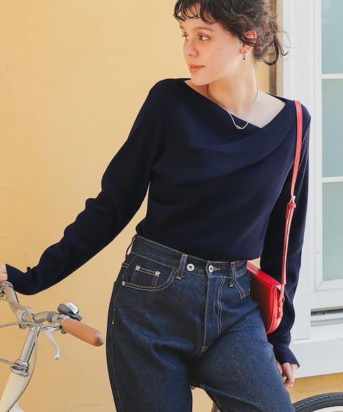 paloma wool ライトブルー リブニット オフショルダー トップス paloma wool ライトブルー リブニット オフショルダー トップス