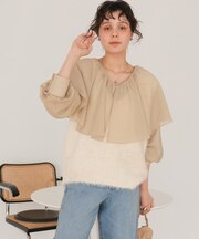 Vネックオーバーサイズシャギーニットベスト