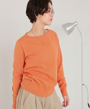 なめらか手触りカシミヤタッチボートネックニット