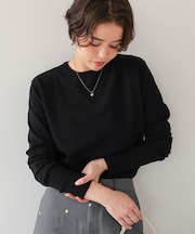なめらか手触りカシミヤタッチクルーネックニット