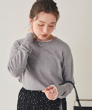 なめらか手触りカシミヤタッチクルーネックニット