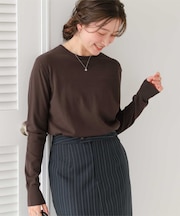 なめらか手触りカシミヤタッチクルーネックニット