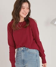 なめらか手触りカシミヤタッチクルーネックニット