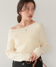 ウォッシャブルボートネックニット