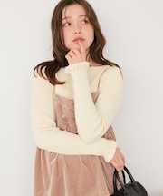 ふわっとタッチフリルスリーブリブニット