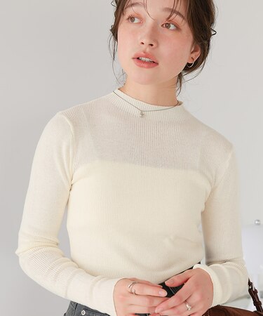 チクチクしないウールブレンドプチハイネックリブニット