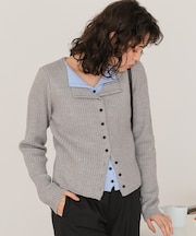 レイヤード風リブニットトップス