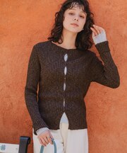 コンパクトリブニットカーディガン