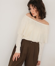 ウールブレンドマルチwayフリルニットトップス