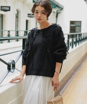 フリンジカットデザインニット