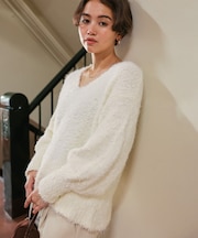 ポコポコシャギーオーバーサイズVネックニット