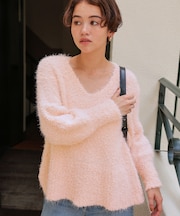 ポコポコシャギーオーバーサイズVネックニット