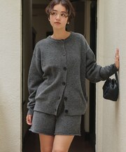 クルーネックオーバーニットカーディガン