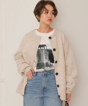 クルーネックオーバーニットカーディガン