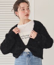 深Vネックショートシャギーニット