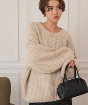 ゆったりルーズブークレーニットトップス/チュニック