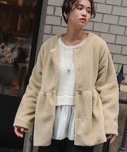 ペプラムギャザーデザインボアアウター