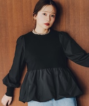 ドッキングバルーンペプラムニット/トップス