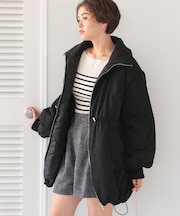 ウエストドローストリングハイネック中綿ジャケット