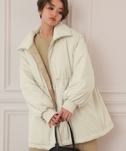 ウエストドローストリングハイネック中綿ジャケット