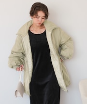 ウエストドローストリングハイネック中綿ジャケット