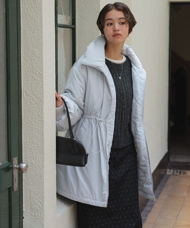 ウエストドローストリングハイネック中綿ジャケット