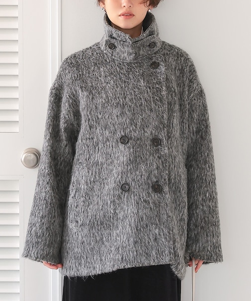 2wayカラーミドルシャギーコート