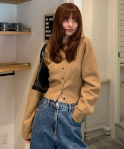 ケーブルデザインニットカーディガン