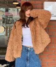 中綿キルティングプードルフェイクファージャケット